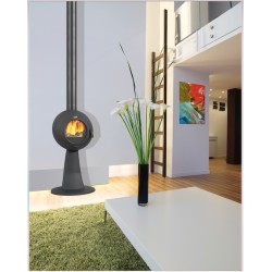 Poêle à Bois GODIN GALEY en Fonte sur Pied Anthracite 7 kW