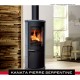 Poêle à Bois SYLVATIKA KANATA PIERRE SERPENTINE Acier Noir 6 kW