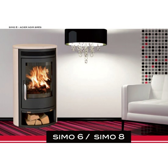 Poêle à Bois SYLVATIKA SIMO 8 Acier Noir Grès 8 kW