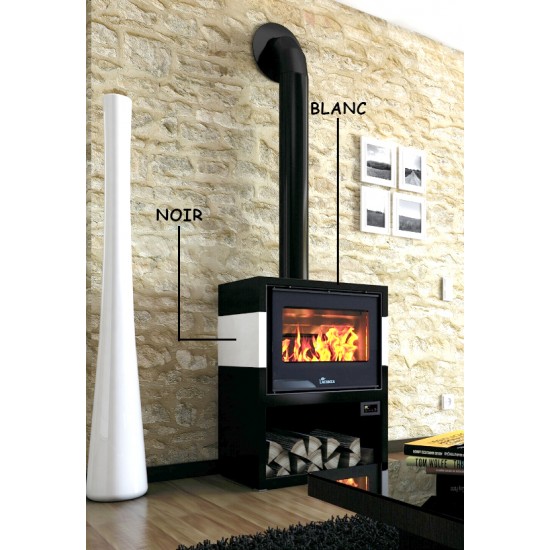 Poêle à Bois LACUNZA TITANIUM 703 Blanc Noir 10 kW