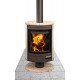 Poêle à Bois ROMOTOP STROMBOLI N 04 Corps Chocolat Habillage Grès 9 kW