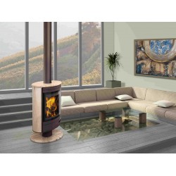 Poêle à Bois ROMOTOP STROMBOLI N 04 Corps Chocolat Habillage Grès 9 kW