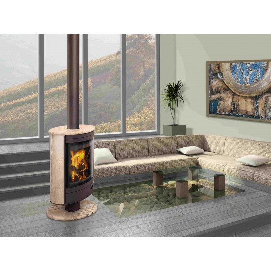 Poêle à Bois ROMOTOP STROMBOLI N 04 Corps Chocolat Habillage Grès 9 kW