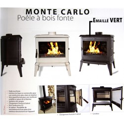 Poêle à Bois Fonte FRANCO BELGE MONTE CARLO Emaillé Vert 12 kW