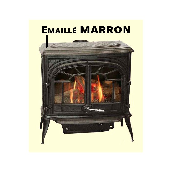 Poêle à Bois FRANCO BELGE GASCON Emaillé Marron 2 Portes + Barreaux 15 kW