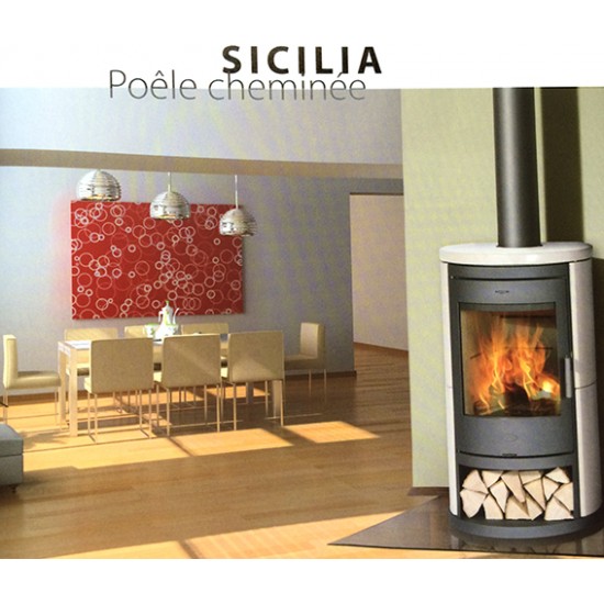 Poêle à Bois FRANCOBELGE SICILIA Céramique Blanche 7 kW