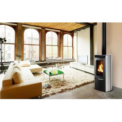 Poêle à bois SUPRA HANOOK Noir côtés Gris Aluminium 7 kW