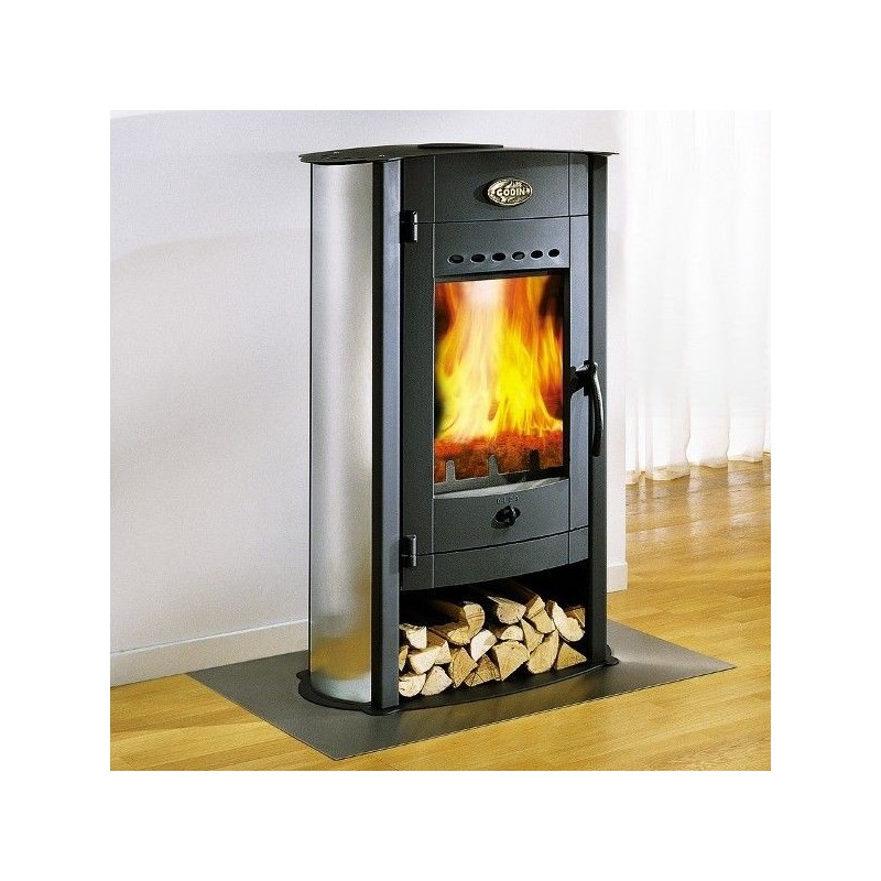 Poêle à Bois GODIN CORAIL Anthracite Brillant 10 kW