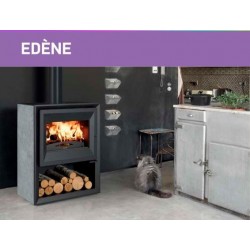 Poêle à Bois SUPRA EDENE Noir Côtés Pierre Ollaire 9 kW