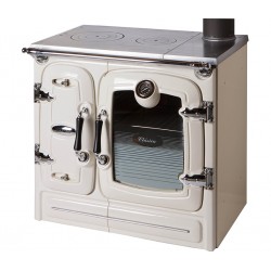 FOURNEAU A BOIS CLASICA7 10KW CREME HUBLOT FLAMME VERTE RENDEMENT 78% CO2 0.09% LACUNZA
