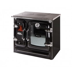 FOURNEAU A BOIS CLASICA8 11KW NOIR CHROME HUBLOT FLAMME VERTE RENDEMENT 75% CO2 0.11% LACUNZA