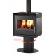 Poêle à Bois SUPRA ROCKATAN 01 Noir côtés vitrocéramique Noir Pied Rotatif 10 kW