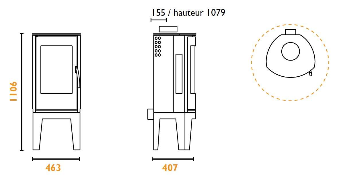 Poêle à Bois FIREPLACE AZZURO Acier : SHEMA