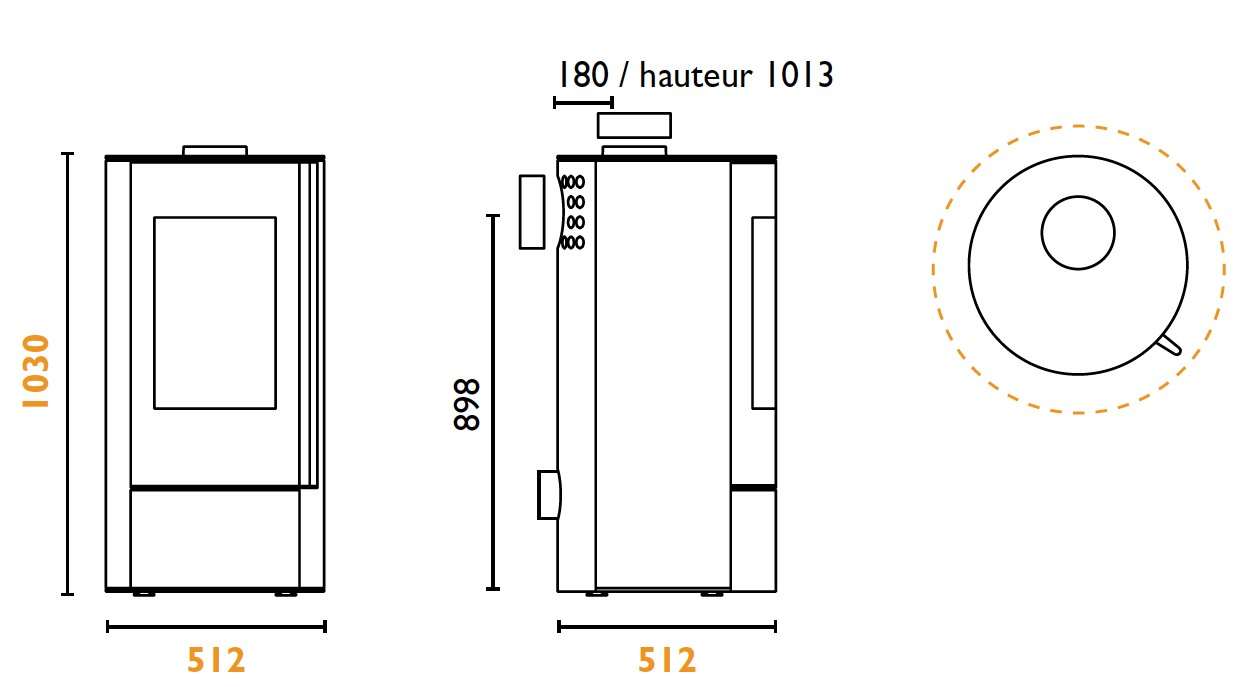 Poêle à Bois FIREPLACE ETOILE 102 Acier Gris : Shema