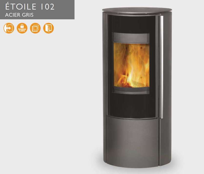 Poêle à Bois FIREPLACE ETOILE 102 Acier Gris 5 kW