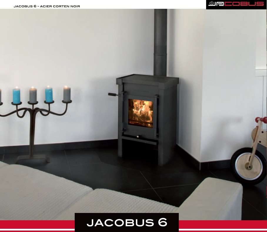 Poêle à Bois SYLVATIKA JACOBUS Acier Corten Noir 6 kW