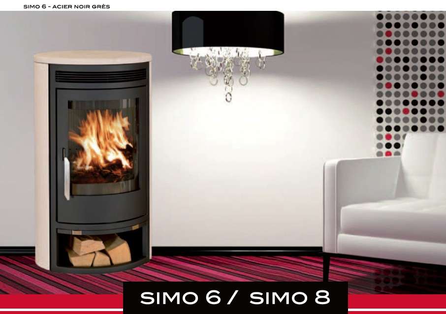 Poêle à Bois SYLVATIKA SIMO 8 Acier Noir Grès 8 kW