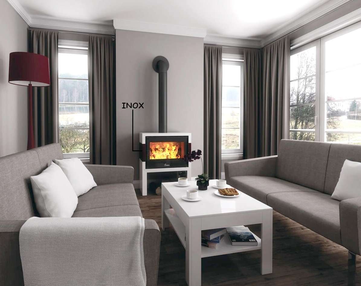 Poêle à Bois LACUNZA TITANIUM 702 Blanc Inox 10 kW