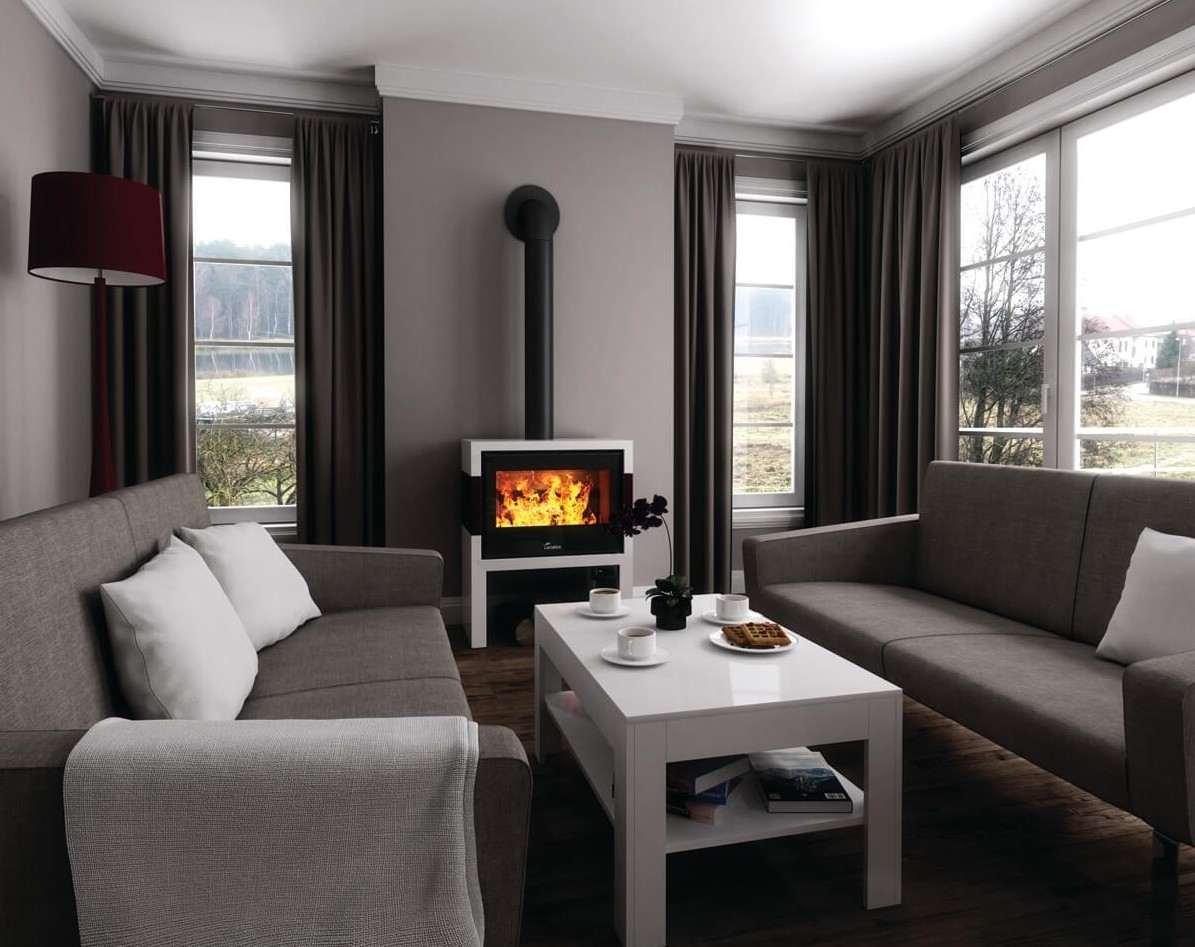 Poêle à Bois LACUNZA TITANIUM 702 Blanc Noir 10 kW