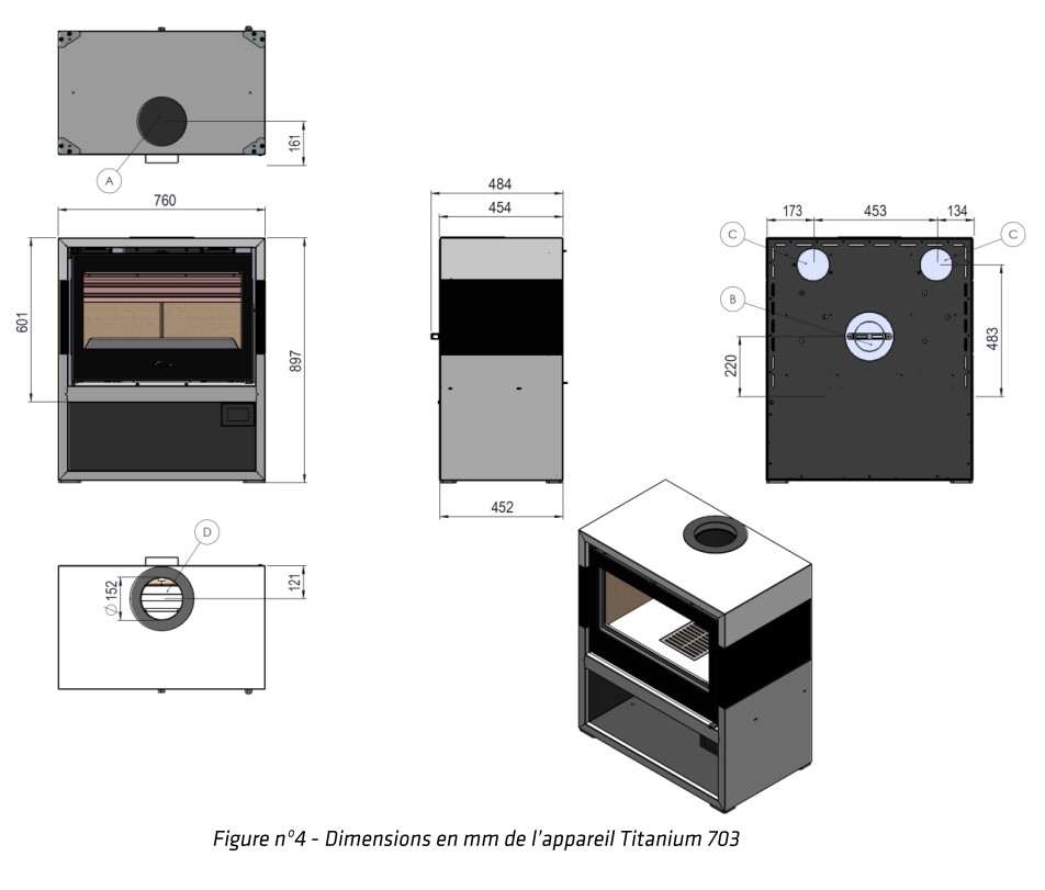 Poêle à Bois LACUNZA TITANIUM 703 Noir Inox 10 kW
