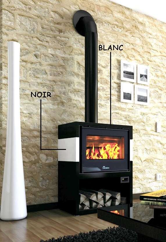 Poêle à Bois LACUNZA TITANIUM 703 Blanc Noir 10 kW