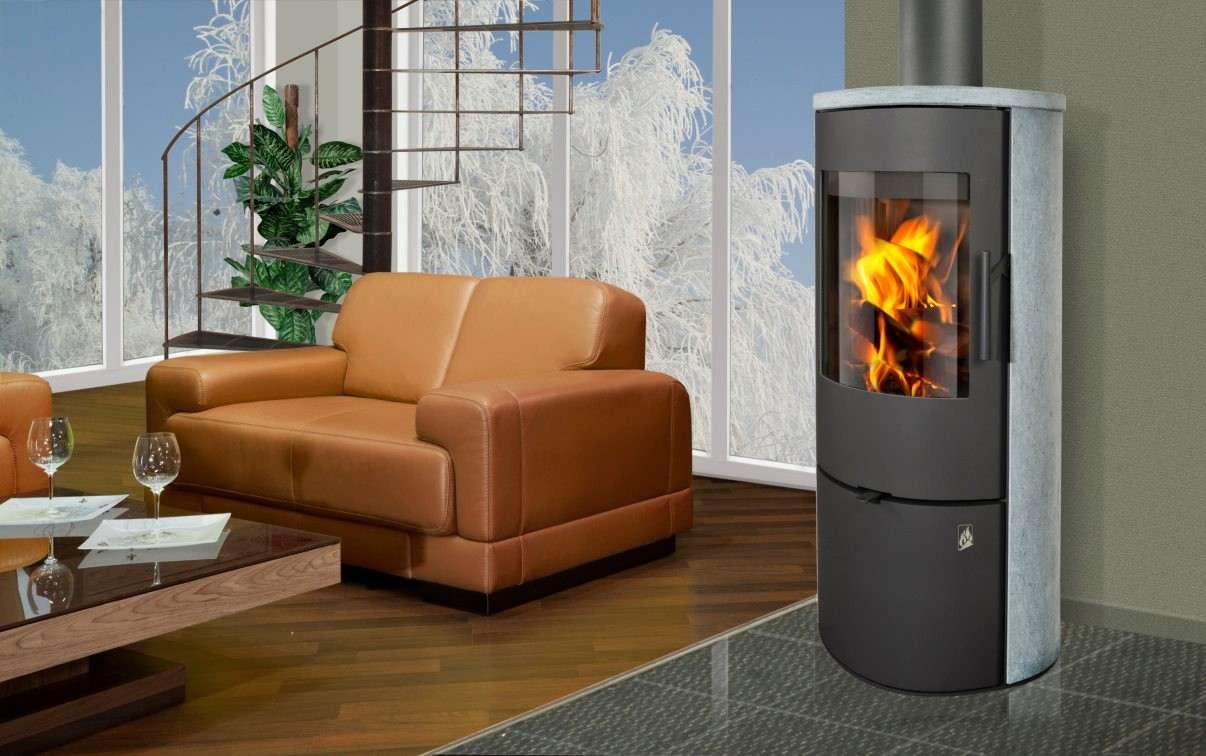 Poêle à Bois ROMOTOP EVORA 02 Habillage tout Pierre 6 kW