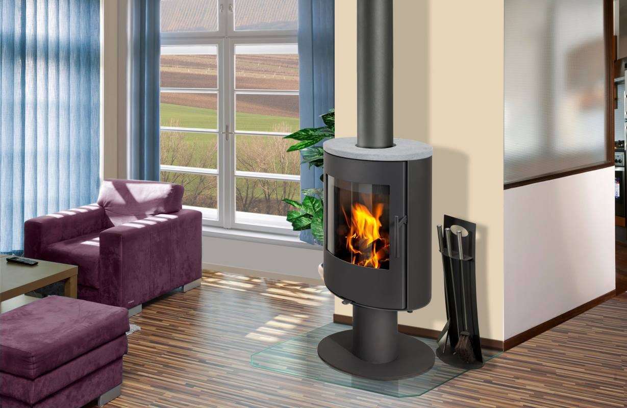 Poêle à Bois ROMOTOP EVORA 02 SOCLE Pierre Ollaire 6 kW