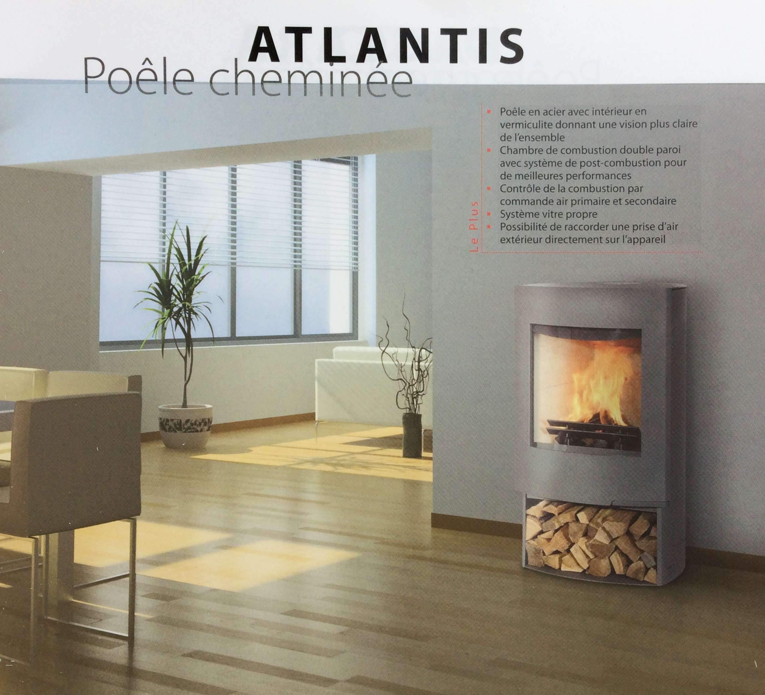 Poêle à Bois Cheminée FRANCO BELGE ATLANTIS Acier 9 kW