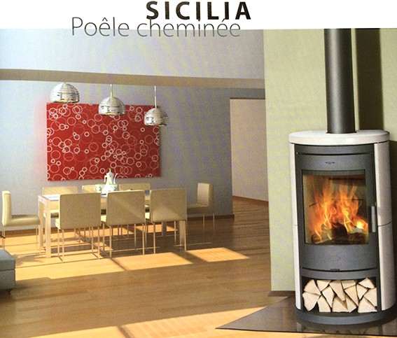 Poêle à Bois FRANCOBELGE SICILIA Céramique Blanche 7 kW