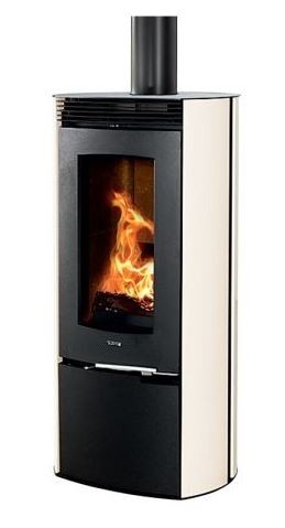 Poêle à bois SUPRA HANOOK Noir côtés IVOIRE 7 kW