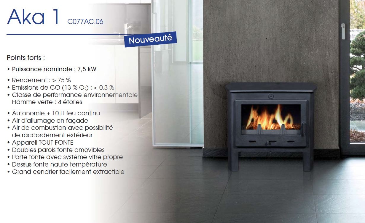 Poêle à Bois DEVILLE AKA 1 Noir 8 kW