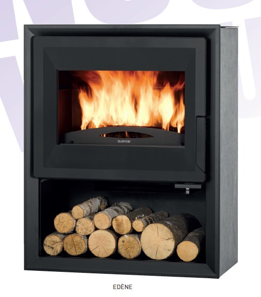 Poêle à Bois SUPRA EDENE Noir Côtés Pierre Ollaire 9 kW